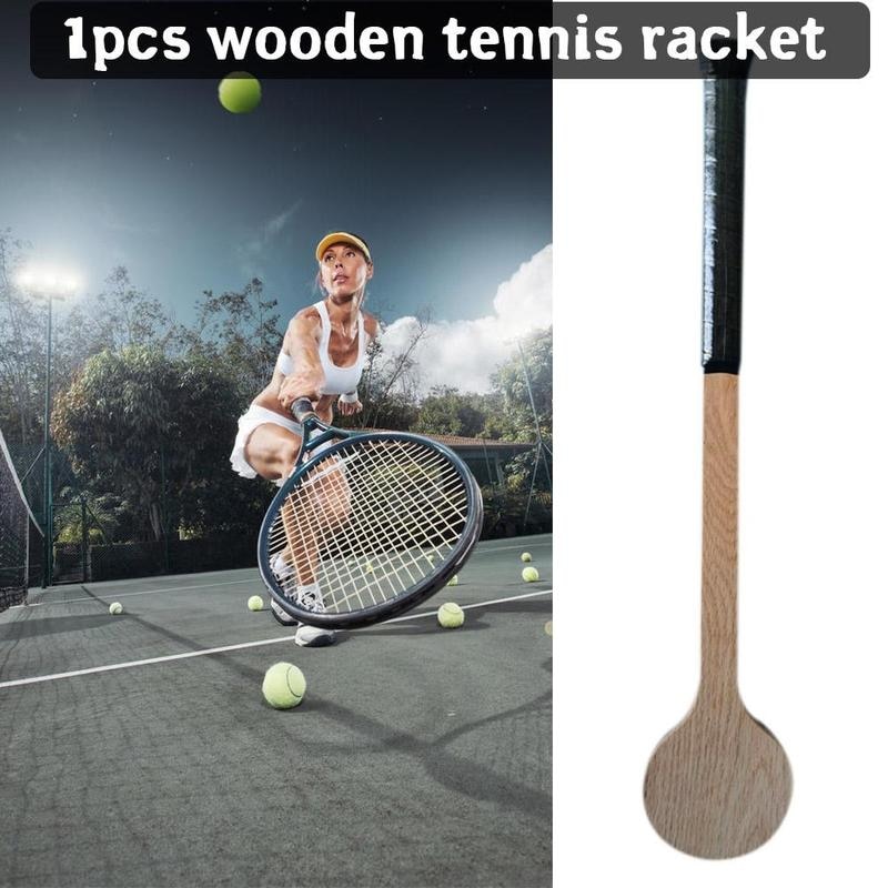 2022 새로운 1Pcs 테니스 나무 숟가락 라켓 크리 에이 티브 롱 핸들 테니스 디저트 라켓 실내 야외 용품 스포츠 액세서리